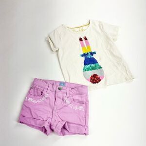 Mini Boden Gap shorts and tee bunny easter applique sequin outfit bundle 3-4